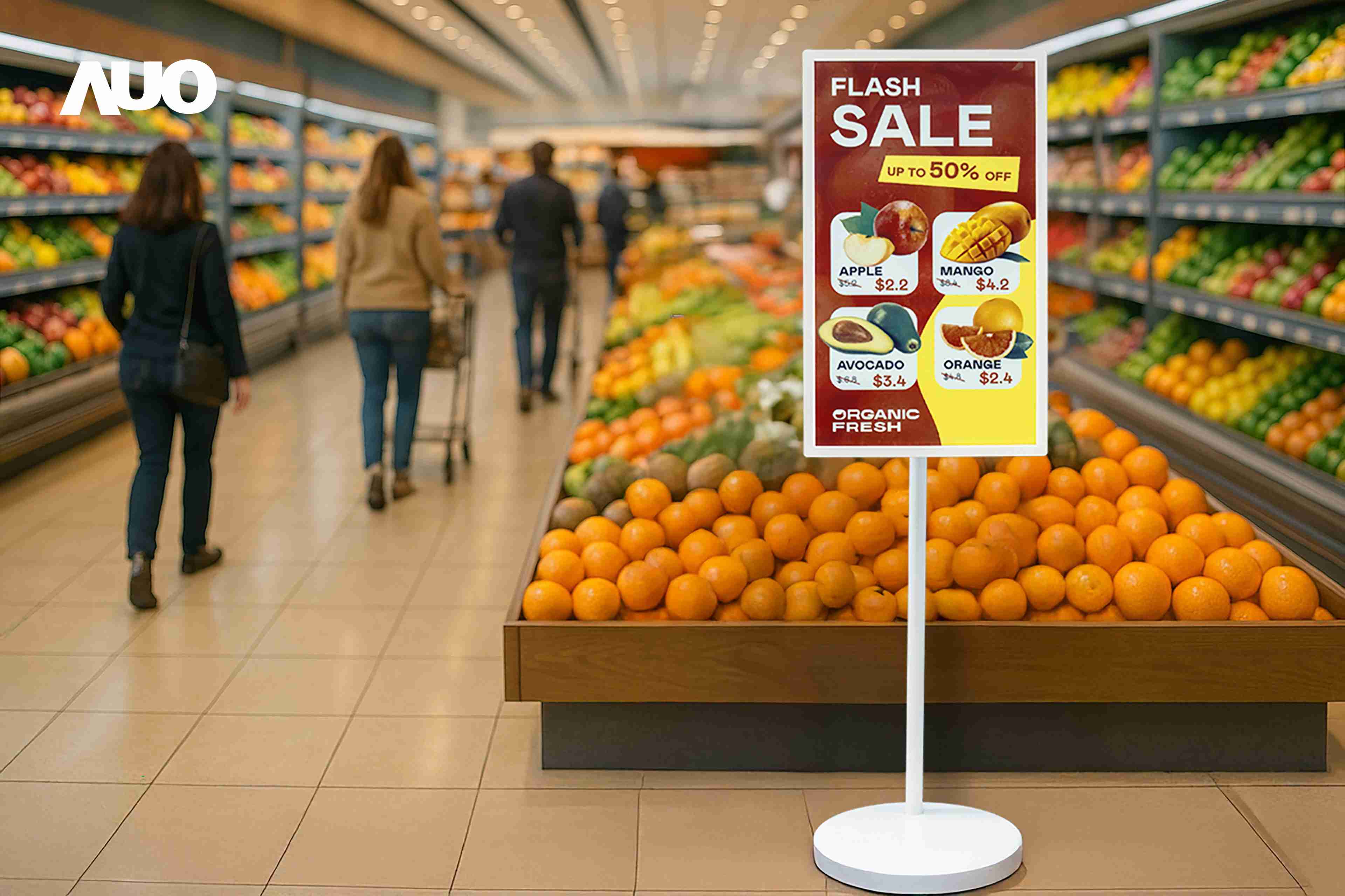 达擎首亮相低功耗、、全彩的〝aecoPost电子纸解决方案〞，，仅在更新画面时需要微量的电力驱动，，无需布建电线的便捷设计，，，，使其可灵活应用、、、随意置放，，并可透过云端或行动装置app，，，，轻松管理及排程广告内容，，，晋升店头营销利器。。